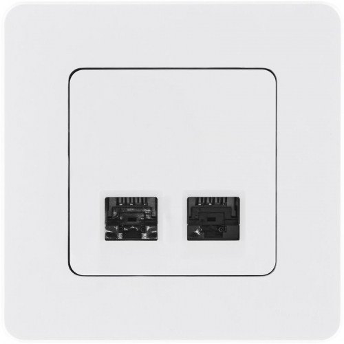 Розетка компьютерная 2-м Inspiria RJ45 кат.6 UTP механизм бел. IEK 673840 фото 2