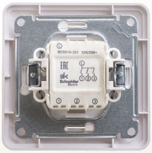Выключатель 3-кл. СП W59 10А IP20 10AX в сборе бел. SE VS0510-351-18 фото 2