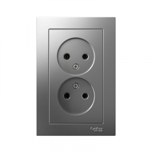 Розетка 2-м СП AtlasDesign 16А IP20 без заземл. в сборе сталь SE ATN000920 фото 2
