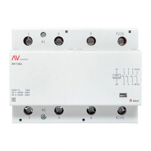 Контактор модульный КМ 125А 4NO 230VAC (6 мод.) AVERES EKF km-av-6-125-40-230V фото 3