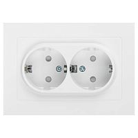 Розетка 2-м СП Accent 6-208-01 16А IP20 250В 2P+E Schuko со шторками AL/CU бел. Intro Б0063528