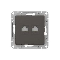 Розетка компьютерная 2-м СП Эпика RJ45 кат.5 механизм мокко EKF UP1-SOM-2RJ45-5
