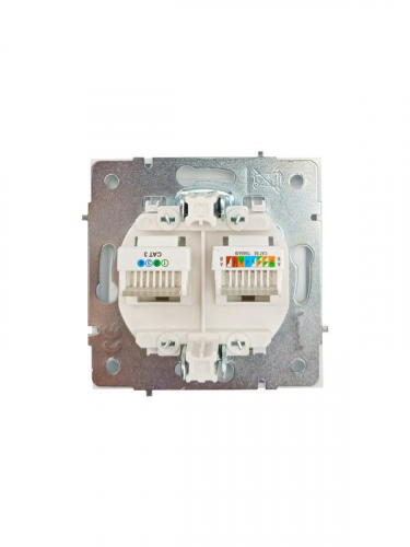 Розетка компьютерная + телефонная СП ZIMA IP20 механизм бел. LEZARD 704-0288-143 фото 5