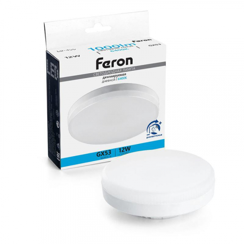 Лампа светодиодная LB-456 12Вт 6400К GX53 230В диммир. FERON 51066