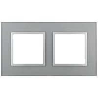 Рамка 2-м 14-5102-03 стекло Elegance алюм.+алюм. ЭРА Б0034490