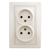 Розетка 2-м СП Plano 1-204-02 16А IP20 250В 2х2P сл. кость Intro Б0053905