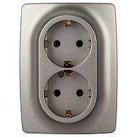 Розетка 2-м СП Эра12 12-2106-16 16А 250В 2X2P+E Schuko титан Эра Б0065706