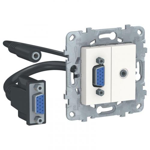 Механизм розетки UNICA NEW HD15 + Minijack бел. SchE NU593218