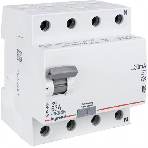 Выключатель дифференциального тока (УЗО) 4п 63А 30мА тип AC RX3 Leg 402064 фото 3