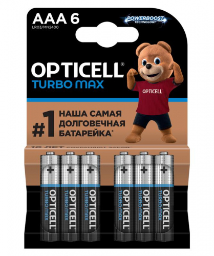 Элемент питания алкалиновый AAA/LR03 (блист. 6шт) Turbo Max Opticell 6053006
