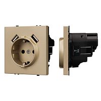 Розетка 3-м СП SCT-NOBE-MUAA-SFPL-GD 16А IP20 230В с USB зарядкой механизм Arlight 054290