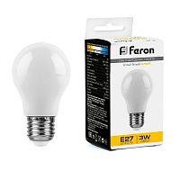 Лампа светодиодная LB-375 3Вт A50 грушевидная матовая 2700К E27 230В FERON 38266