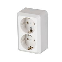 Розетка 2-м ОП Jussi 16А IP21 250В с заземл. Double Schuko зажим. клеммы бел. ABB 2TKA000994G1