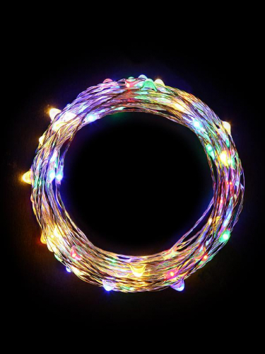 Гирлянда светодиодная "Разноцветные нити" 10м 100LED в виде капель 220В Космос KOCNL-EL150 фото 5
