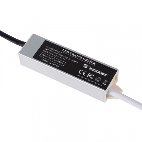 Источник питания LED 220В 12В 12Вт с проводами влагозащ. IP67 Rexant 200-012-2 фото 7
