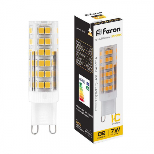 Лампа светодиодная LB-433 7Вт JCD9 2700К G9 230В FERON 25766