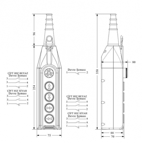Пульт управления 2х скоростной с аварийной кнопкой с ключом CP EMAS PV5EA30B44 фото 2