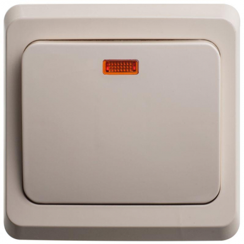 Переключатель проходной 1-кл. СП Этюд 10А IP20 с подсветкой крем. SE BC10-007K фото 4