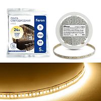 Лента светодиодная LS502 180SMD(2835)/м 16Вт/м 24В 5000х10х1.22мм 3000К (уп.5м) FERON 41527