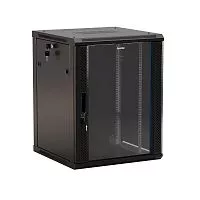 Шкаф настенный TWB-1566-GP-RAL9004 19дюйм 15U 775х600х600мм стеклян. дверь черн. (RAL 9004) (разобранный) Hyperline 392640