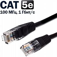 Патч-корд U/UTP, кат.5e, 26AWG(7x0.16 мм), CCA, PVC, чёрный, 2 м Filum FL-U5-2M-BK