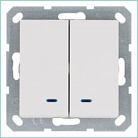 Выключатель 2-кл. 10А IP20 с подсветкой механизм бел. глянцевый Jasmart G3023NW