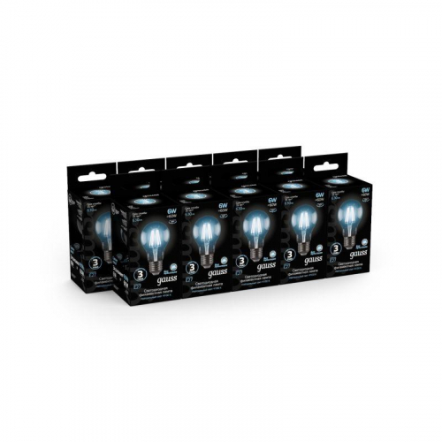 Лампа светодиодная филаментная Black Filament 6Вт A60 грушевидная 4100К нейтр. бел. E27 630лм GAUSS 102802206 фото 2