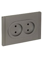 Розетка 2-м СП FORTE&PIANO FP525 10А без заземл. защ. шторки безвинт. крепл. сталь IEK FP-R23-10-1-K46