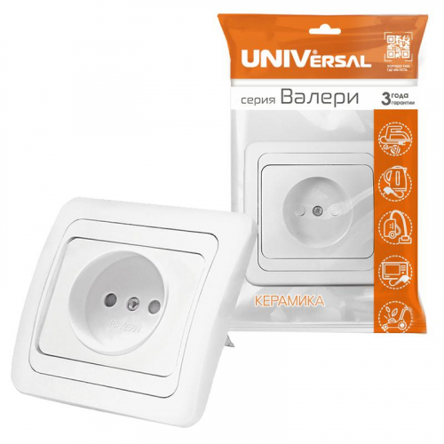 Розетка 1-м СП Валери 16А IP20 без заземл. защ. шторки бел. UNIVersal В0022x фото 3
