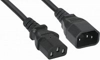 Кабель питания ПВС-АП 3x1.5 С13 - C14, 220/250В, 10А, чёрный, 3м Filum FL-PC-C13/C14-C3-3.0-BK