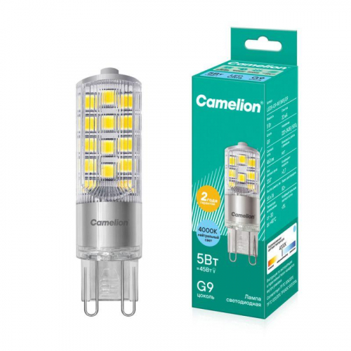 Лампа светодиодная LED5-G9-NF/845/G9 5Вт капсульная прозрачная 4500К бел. G9 220В Camelion 13705