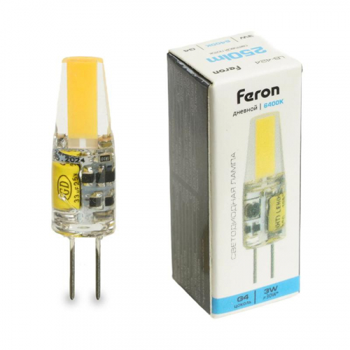 Лампа светодиодная LB-424 3Вт JC 6400К G4 12В FERON 51172