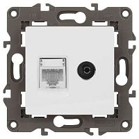 Розетка компьютерная + телевизионная 2-м Elegance 14-3110-01 RJ45 + TV IP20 механизм бел. Эра Б0034314