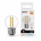 Лампа светодиодная филаментная Filament Elementary 12Вт шар 2700К Е27 730лм GAUSS 52212