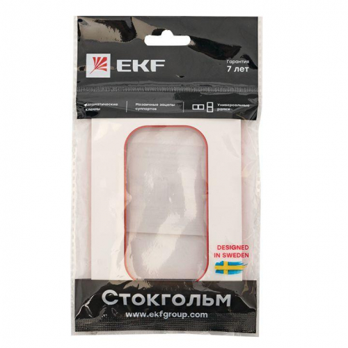 Рамка для розетки 2-м Стокгольм бел. с линией цвета красн. PROxima EKF EYM-G-304-20 фото 2