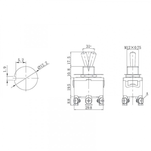 Тумблер 250В 10А (6с) ON-OFF-(ON) 2п (KN-213) Rexant 36-4171 фото 2