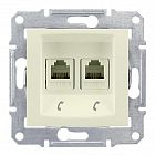 Розетка телефонная 2-м СП Sedna RJ11 механизм беж. SchE SDN4201147