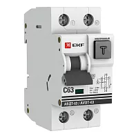 Выключатель автоматический дифференциального тока C 63А 30мА тип А 6кА АВДТ-63 (электрон.) PROxima EKF DA63-63-30e