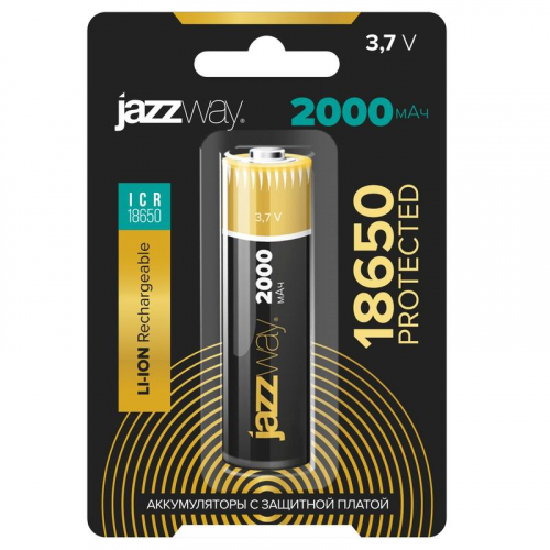 Аккумулятор 18650 3.7В Li-Ion 2000мА.ч с защитой JazzWay 5012042 фото 2
