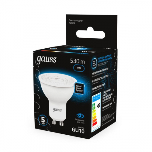 Лампа светодиодная Black 5Вт MR16 софит 6500К холод. бел. GU10 530лм GAUSS 101506305 фото 4