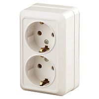 Розетка 2-м ОП Quadro 2-204-02 16А IP20 250В 2х2P+E Schuko сл. кость Intro Б0053803