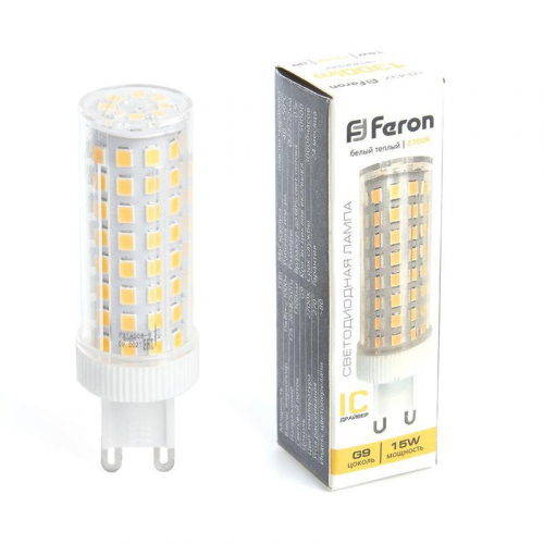 Лампа светодиодная LB-437 15Вт JCD 2700К G9 230В FERON 38212