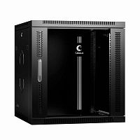 Шкаф телекоммуникационный настенный SH-05F-12U60/60-R-BK 19дюйм 12U 600х600х635мм разобран. дверь стекло RAL 9004 черн. Cabeus 10743c