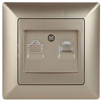 Розетка компьютерная 1-м СП Solo 4-303-04 RJ45 шампань Intro Б0043385