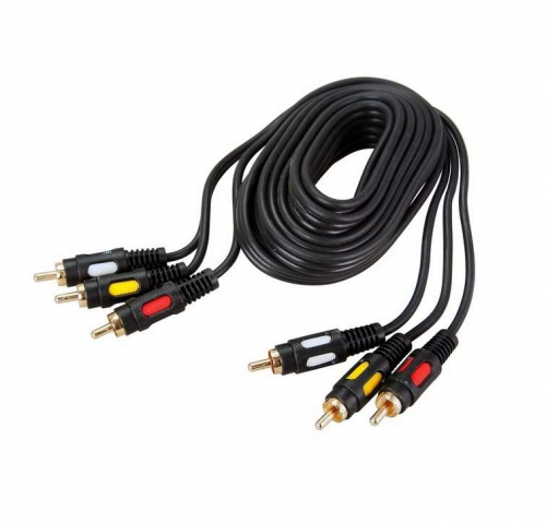 Шнур 3RCA Plug - 3RCA Plug 3м (GOLD) (уп.10шт) Rexant17-0214 фото 2