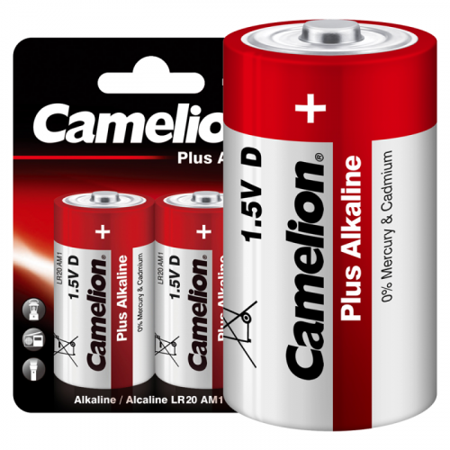 Элемент питания алкалиновый D/LR20 1.5В Plus Alkaline LR20-BP2 BL-2 (блист.2шт) Camelion 1654 фото 2