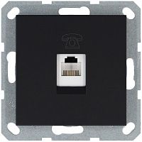 Розетка телефонная 1-м RJ11 механизм черн. матов. soft touch JasmartG6101PB