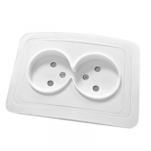 Розетка 2-м СП Валери 16А IP20 без заземл. защ. шторки бел. UNIVersal В0102x фото 2