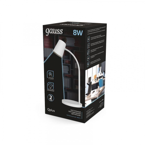 Светильник светодиодный настольный Qplus 8Вт 4000К 600лм 5В диммир. бел. GAUSS GT6031 фото 6