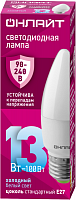 Лампа светодиодная 90 418 OLL-C37-13-230-6.5K-E27-FR 13Вт свеча 6500К E27 90-240В PRO ОНЛАЙТ 90418